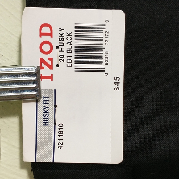 NWT IZod  Black flat front husky fit straight leg dress slacks sz 20 - Picture 4 of 13